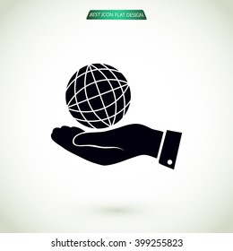 globe Earth with hand icon