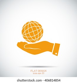 globe Earth with hand icon