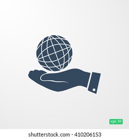 globe Earth with hand icon