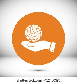 globe Earth with hand icon
