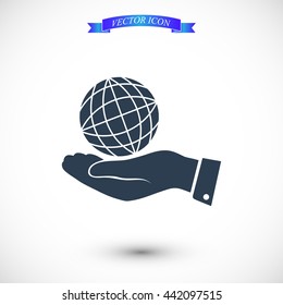globe Earth with hand icon