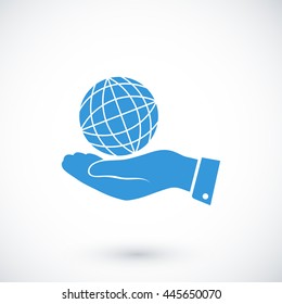globe Earth with hand icon
