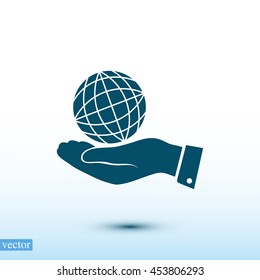 globe Earth with hand icon