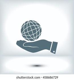 globe Earth with hand icon