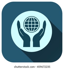 Globe earth with hand icon, vector logo for your design, symbol, application, website, UI