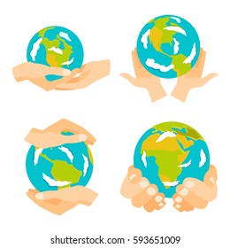 Globe earth in hand icon vector illustration.
