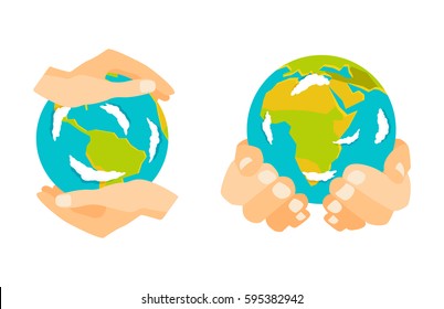 Globe earth in hand icon vector illustration.