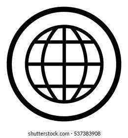 Globe earth icon in circle on white background