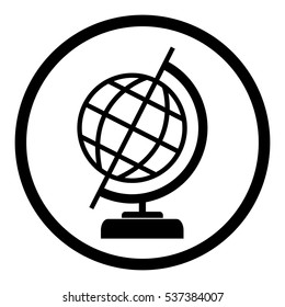 Globe earth icon in circle on white background