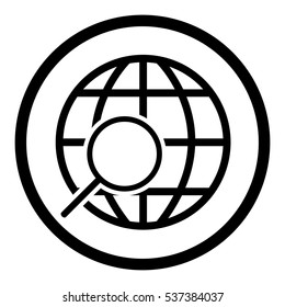 Globe earth icon in circle on white background