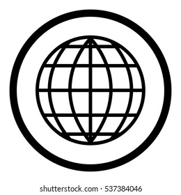 Globe earth icon in circle on white background