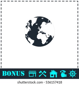 Globe Earth icon flat. Simple vector symbol and bonus icon