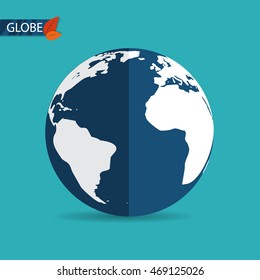 Globe earth icon. Flat style. Vector illustration