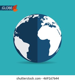 Globe earth icon. Flat style. Vector illustration