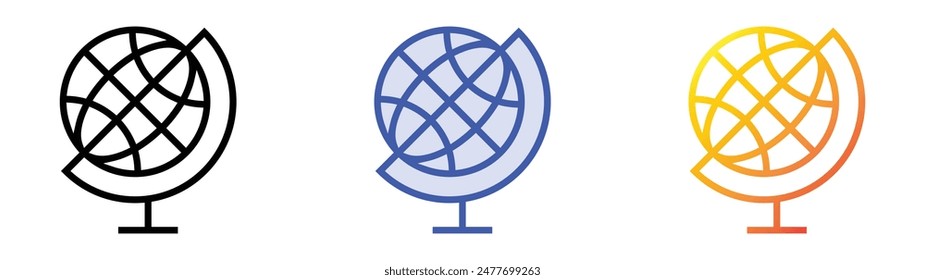 globe earth icon. Linear, Blue Fill and Gradient Style Design Isolated On White Background