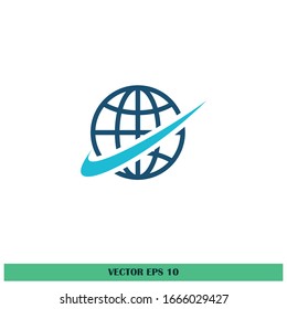 Globe earth icon logo template a design element   