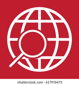 Globe earth icon on red background
