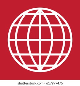 Globe earth icon on red background