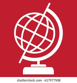 Globe earth icon on red background