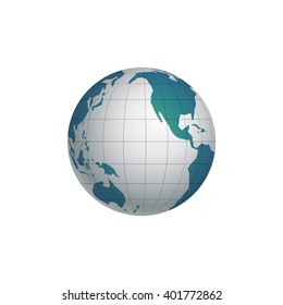 Globe Earth Icon. Pacific ocean