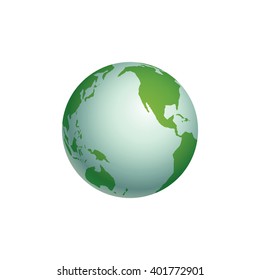 Globe Earth Icon. Pacific ocean