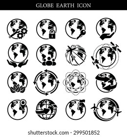 Globe earth icon set Credit : NASA 
Globe earth icon set on white background