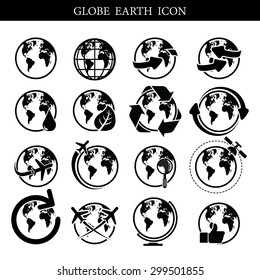 Globe earth icon set Credit : NASA 
Globe earth icon set on white background