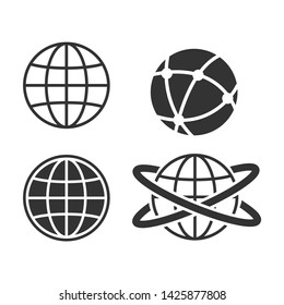 Globe earth icon set on white background
