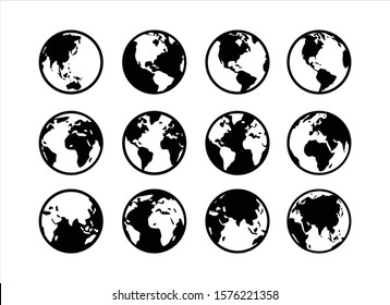 Globe and Earth icon set. World map. Planet. Vector illustration.