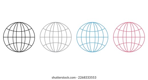 Globe earth icon set. World map icons. Elements for mobile concept and web apps. Vector illustration isolated on white background.