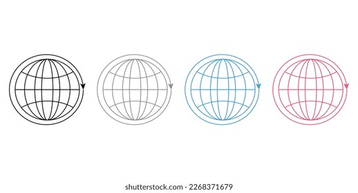 Globe earth icon set. World map icons. Elements for mobile concept and web apps. Vector illustration isolated on white background.