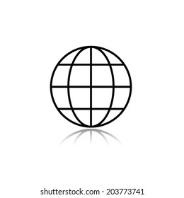 Globe earth icon with shadow