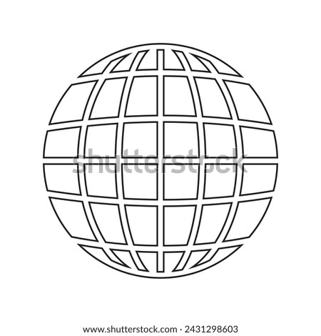 Globe, earth icon with stroke line. Earth silhouette icon, Globe Icon, symbol, World logo, planet vector. Earth logo. Earth, globe silhouette. Abstract globe symbol. 