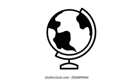 Icono de la Tierra del Globo. ilustración en blanco y negro modificable de vector aislado