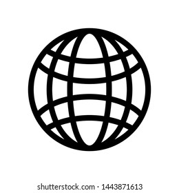 Globe earth icon, world template logo vector emblem isolated illustration, outline solid background white 
