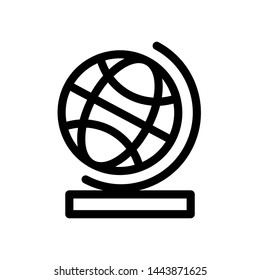 Globe earth icon, world template logo vector emblem isolated illustration, outline solid background white 
