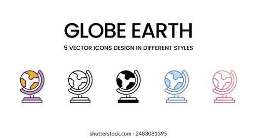 Globe Earth Icons different style vector stock illustration