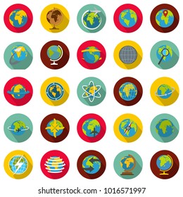 Globe Earth icons set. Flat illustration of 25 Globe Earth vector icons circle isolated on white