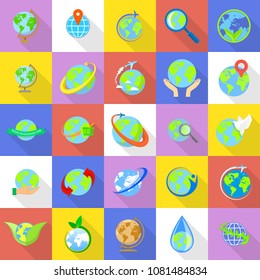 Globe Earth icons set. Flat illustration of 25 Globe Earth vector icons for web