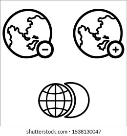 Globe earth icons set on white background.