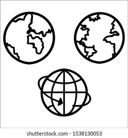 Globe earth icons set on white background.