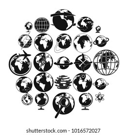 Globe Earth icons set. Simple illustration of 25 Globe Earth vector icons for web