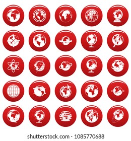 Globe Earth icons set. Simple illustration of 25 Globe Earth vector icons red isolated