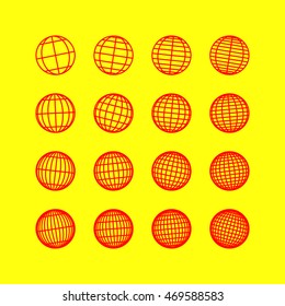 Globe earth icons set. Vector illustration.