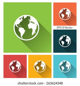 Globe earth icons set for Web and Mobile Application