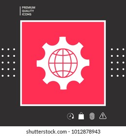 Globe of the Earth inside a gear or cog, setting parameters, Global Options icon