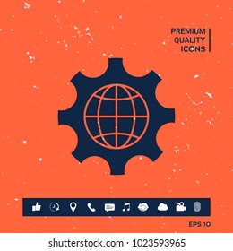 Globe of the Earth inside a gear or cog, setting parameters, Global Options icon