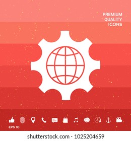 Globe of the Earth inside a gear or cog, setting parameters, Global Options icon