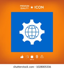 Globe of the Earth inside a gear or cog, setting parameters, Global Options icon