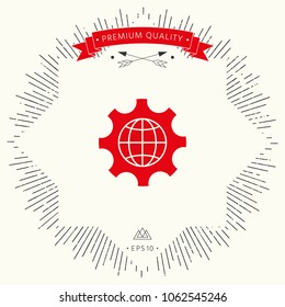 Globe of the Earth inside a gear or cog, setting parameters, Global Options icon